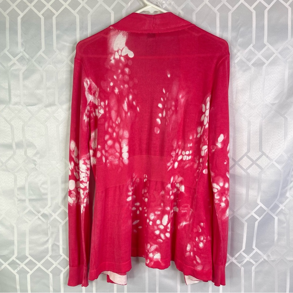 Chico's Pink and White Tie-Dye Open Cardigan - Picture 5 of 9